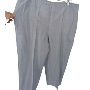 VIA SETA 100% Silk Pants Fabric Womens 16 Light‎ Blue Flawed Capri Pull On